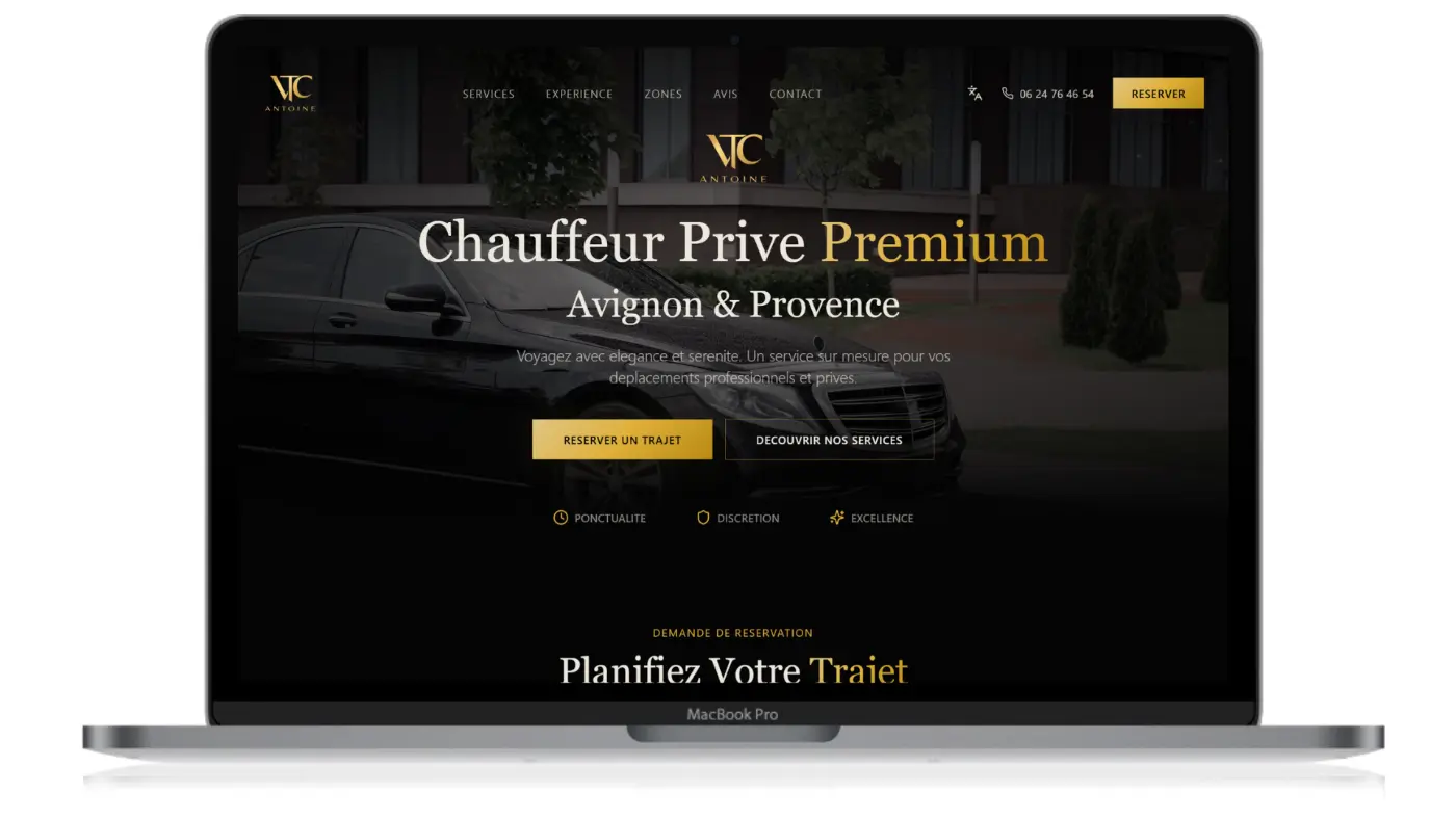 Exemple de site web VTC professionnel créé par Ozymandias